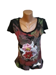 Desigual Damen Bluse T-SH Gr. S schwarz bunt geblümt - Bild 1 von 13