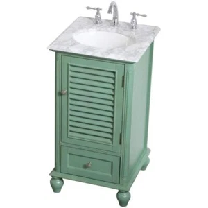Elegant Decor Rhodes 19" Single Marble Top Bathroom Vanity in Vintage Mint - Picture 1 of 16