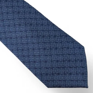 Cravatta Tommy Hilfiger uomo TH monogramma tinta unita misto seta classica blu navy - Foto 1 di 5