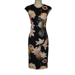 Ted Baker black floral pencil dress size 1 (US 4) - Picture 1 of 18