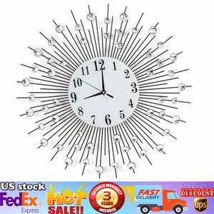 60cm Luxury Large Wall Clock 3D Peacock Metal Wall Watch Living Room Wall Decor - Picture 1 of 8