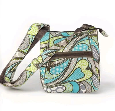 Bolso Bandolera Thirty One Correa Ajustable Múltiples Bolsillos Azul Paisley Cartera Foto 1 de 4