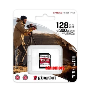 Kingston Canvas React Plus 128GB SD Memory Card UHS-II U3 V90 8K Video SDR2 - Picture 1 of 1