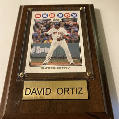 David Ortiz Topps 2008 Card #4 Boston Redsox in a 4.5” x 6.5” Plaque Cover