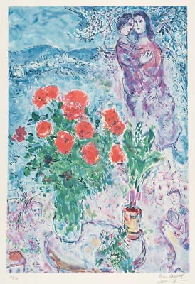 M. CHAGALL (1887-1985) Nachfolge, Fleurs d'Amour,  1982, Farblithographie - Bild 1 von 4