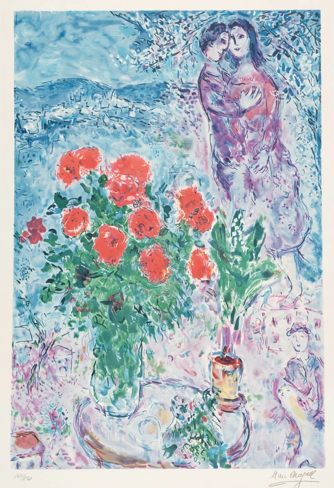 M. CHAGALL (1887-1985) Nachfolge, Fleurs d'Amour,  1982, Farblithographie - Bild 1 von 4