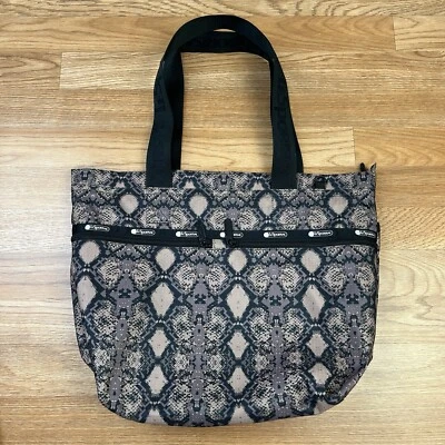 LeSportSac Carlin Medium Zip Top Tote Bag in Mocha Python NEW - Image 1 of 4