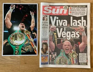 RARE Tyson Fury Deontay Wilder II Boxing Set Newspaper Photograph THE SUN WBC - Picture 1 of 6