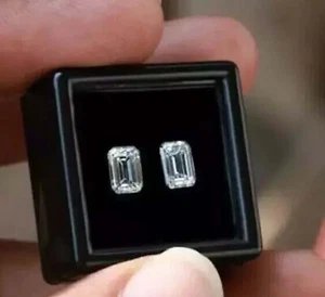 CVD Lab-Grown Diamond Pair 2 Ct & 4 Ct Emerald Cut D Color IF–Loose Certified K - Imagen 1 de 2