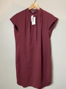 Vince Women's Shirt Short Sleeve Dress With Pockets in Bordeaux Size XXS $485 - Picture 1 of 8