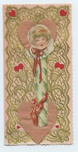 Antique Victorian Honeycomb Gold lace Valentine Card - Picture 1 of 3