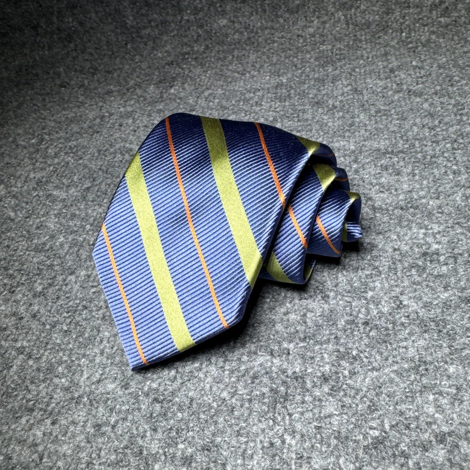 Галстук мужской Peter Millar 100% шелк разноцветный в полоску складной вручную - Изображение 1 из 4