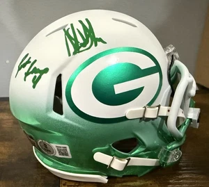 Brett Favre & Sterling Sharpe Signed Custom Painted Mini Helmet Packers 2 Auto - Picture 1 of 12