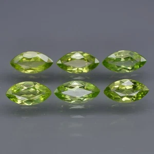 Marquise 9.5x5 mm.Ravishing Color! Natural Green Peridot Pakistan 6Pcs/6.18Ct. - Imagen 1 de 6
