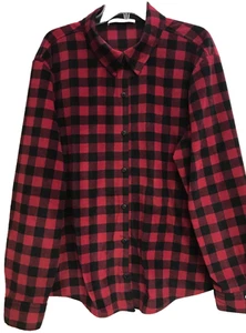 Lee Riders Women's Fleece Jacket 3XL Shacket Pockets Red Black Plaid Check Soft - Picture 1 of 10