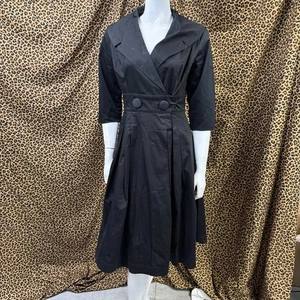 Abito svasato nero aderente trash diva stile anni 50 di ispirazione vintage taglia 8 - Foto 1 di 15