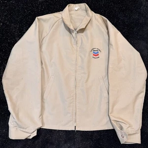 Vintage Men’s Chevron Refinery Employee Jacket Size XL Beige  - Picture 1 of 6