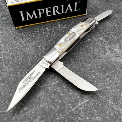 Schrade Imperial Cracked Ice Small Stockman 3 Blade Folding EDC Pocket Knife - Image 1 of 4