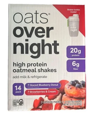 Batidos de avena altos en proteínas de avena para pasar la noche paquete variado 14 bolsas 37,77 oz Foto 1 de 3