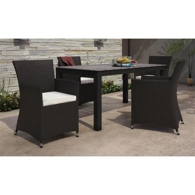 Juego de comedor Modway Junction 5 piezas aluminio ratán patio en marrón y blanco Foto 1 de 4