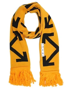 Sciarpa scialle bianco sporco arancione nero design logo lana NUOVA CON ETICHETTE VENDITA ORIGINALE 240599 - Foto 1 di 5