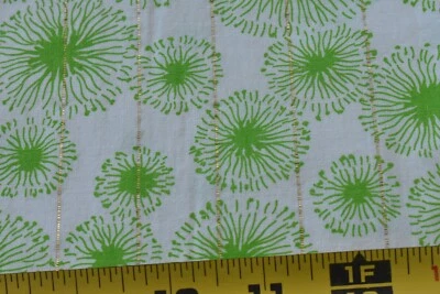 19" Long x 35", Vintage 1940's-60's/Bright-Green Starbursts & Metallic-Gold,P836 - Image 1 of 4