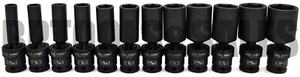 12pc 3/8" DR. Universal Ball Swivel Deep Impact Socket Set (SAE) Radius Set - Picture 1 of 5