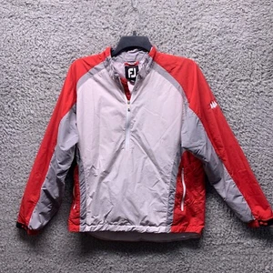 Footjoy Jacket Mens Medium Red Gray Golf Quarter Zip Pullover - Picture 1 of 10