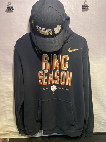 Clemson Football Large Nike Ring Season 2018 Championship Hoodie & Hat Lot Cover