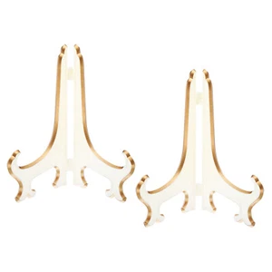 7" Acrílico Decorativo Placa Apoyo Soporte, 2pzs Caballete Marco, Blanco Oro - Imagen 1 de 6
