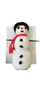 Handmade Crocheted Snowman Christmas Holiday Seasonal Decor Vintage Figurine - Picture 1 of 8