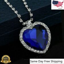ANAZOZ I Love You to The Moon and Back Heart of The Ocean Blue Crytal Infinity Pendant Necklace 
