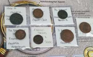 7 DIFFERENT COINS OF THE WORLD EACH 100 YEARS OLD TP-6173 - Picture 1 of 8