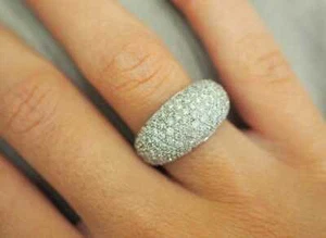 Bague dome en or blanc 18 carats diamants 1.75 carat 5.98 grammes - Picture 1 of 4