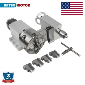 【USA】Drehachse CNC 4. Achse 4 Backenfutter 100mm Teilkopf & 65mm Reitstock - Bild 1 von 12