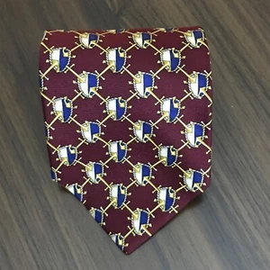 Aquascutum Of London Silk Red Shield And Anchor Handmade In The USA - Picture 1 of 8
