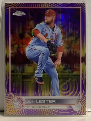 2022 Topps Chrome Sonic Jon Lester Purple Yellow Sonic Refractor /299 #187 - Image 1 of 2