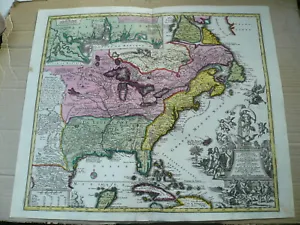 Louisiana/Canada/Mississippi, anno 1740, Seutter Matthaus, scarce, publ.colours - Picture 1 of 10