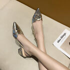 Mode Damen spitz zulaufende Pumps Sandalen quadratischer Absatz hohe Absätze Partyschuhe Neu