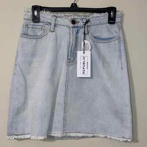 FOR THE REPUBLIC DENIM 2/25 gonna donna ragazza cotone blu chiaro lavaggio - Foto 1 di 9