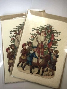 Christmas greeting cards postcards printed on vintage handmade paper - Picture 1 of 6