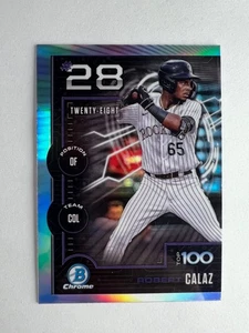 2025 Bowman Chrome Robert Calaz Bowman Top 100 Insert #BTP-28 Rockies - Picture 1 of 10