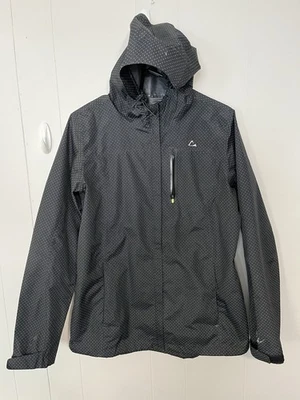 Chaqueta de lluvia Paradox para mujer negra con puntos verdes con capucha ligera - mediana Foto 1 de 4