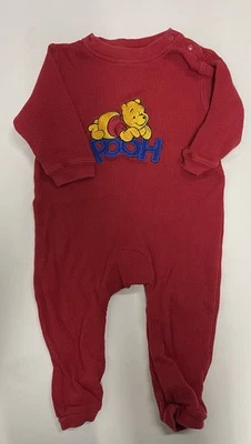 Romper Ursinho Pooh Vintage Disney Store Vermelho Térmico Waffle Malha Anos 90 - Imagem 1 de 4