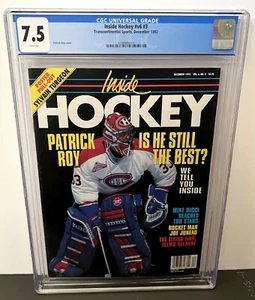 PATRICK ROY 1992 CGC 7.5 WHITE INSIDE HOCKEY MAGAZINE CANADIENS GOALTENDER - Picture 1 of 4