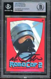 Peter Weller Signed 1990 Robocop 2 Puzzle Stickers Collectible Card (BAS Encapsu - Foto 1 di 2