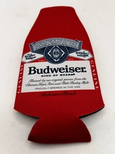 BUDWEISER REY DE LAS CERVEZAS BOTELLA TRAJE ENFRIADOR KOOZIE COOLIE HUGGIE BUD NUEVAS CREMALLERAS - Imagen 1 de 6