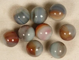 AKRO AGATE LOT OF 9 EXPERIMENTALS 1930'S 1/2"-9/16" NM-M - Picture 1 of 2