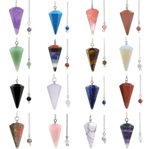 Péndulo colgante de cono de chakra Reiki en punta hexagonal de piedra natural 1 pieza  - Imagen 1 de 17