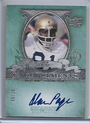 2010 Exquisite Football Endorsements ALAN PAGE on card auto Notre Dame HOF 8/20 - Image 1 of 2